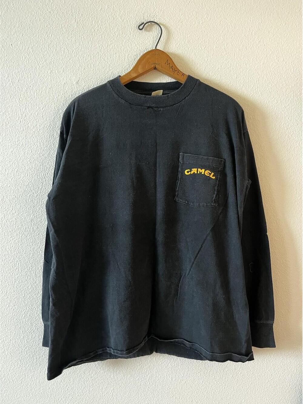 VTG Joe Camel R.J. Reynolds Black Long Sleeve T Shirt Born To Be Smooth Biker L